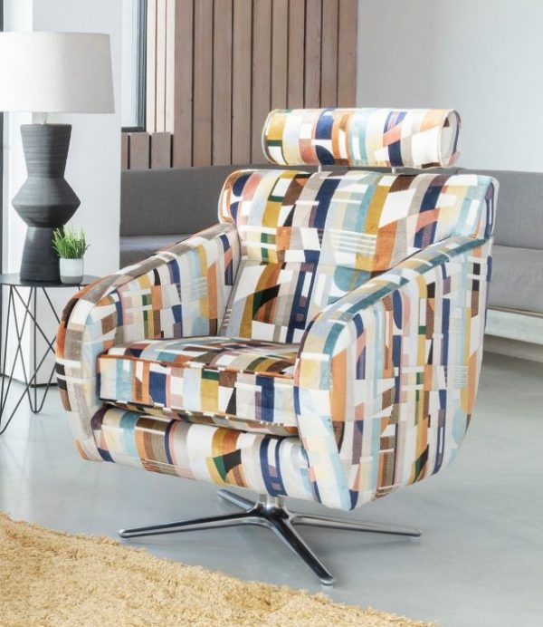 Retro Accent Swivel Chair SoFo Unique Fabric Armchair