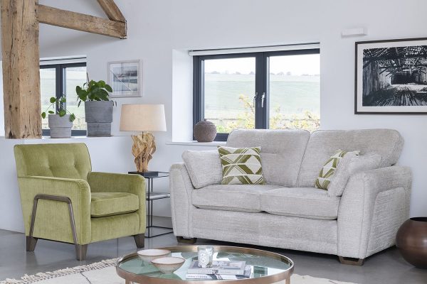 Aalto 2 seater sofa velvet chenille Grey Fabric Comfortable luxury belfast