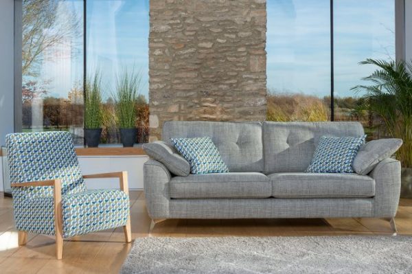Geometric pattern accent sofa with armchair Savannah Luxury Comfort Sofas Belfast