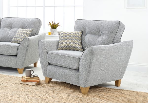 Lebus Ashley Pale grey armchair Sofa Luxury Fabric Sofas Belfast