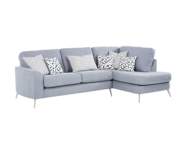 Madena grey abstract scandi pin leg Corner sofa suite L shape sofa corner group luxury fabric sofas Belfast