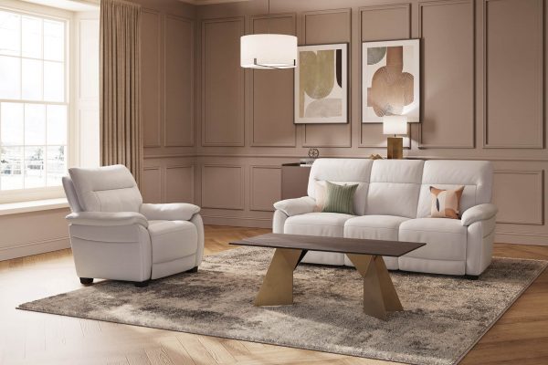 Nerano Cream leather recliner armchair 3 seater sofa suite luxury sofas belfast vida living