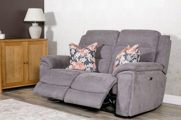 Vida Living Reece Manual Recliner 2 seater plush fabric grey sofa Luxury Sofas Belfast
