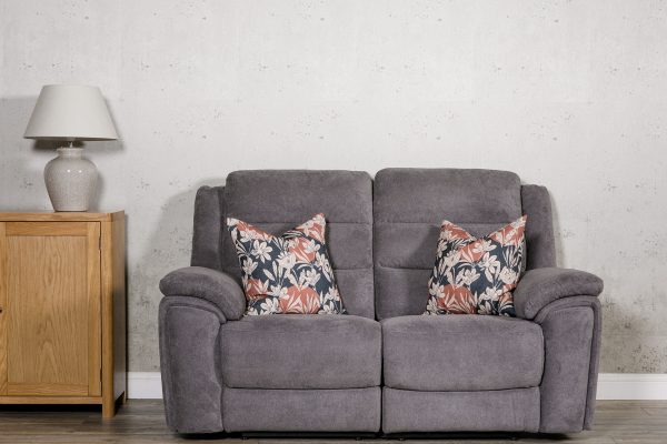 Vida Living Reece Recliner 2 seater plush fabric grey sofa Luxury Sofas Belfast