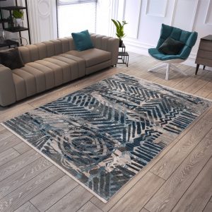 Bodrum blue grey cream rug