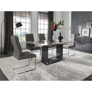 dining table grey gloss marble