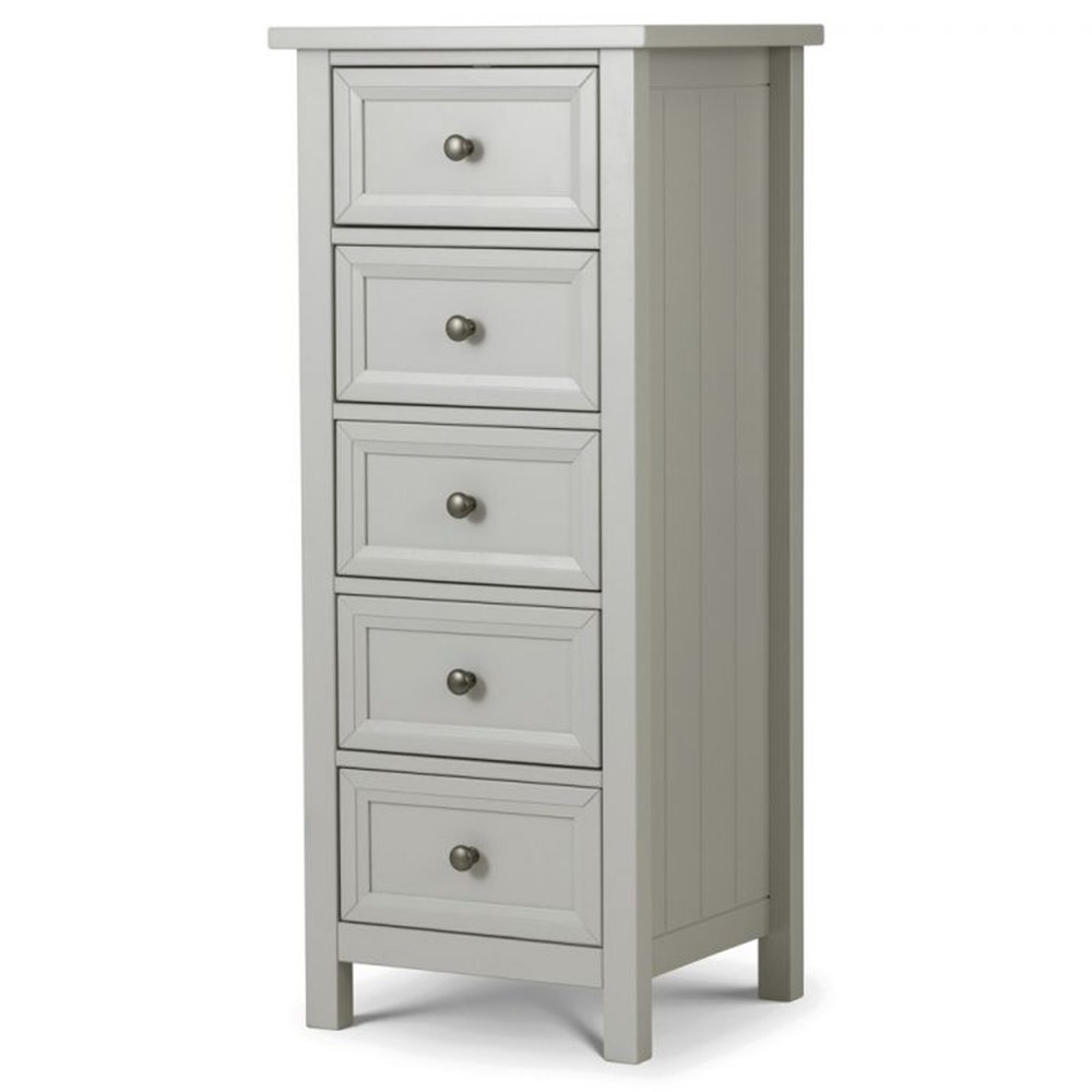 Maine 5 Drawer Tall Chest Dove Grey Rite Price Furniture
