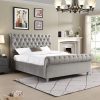 beds fabric bedframe velvet grey