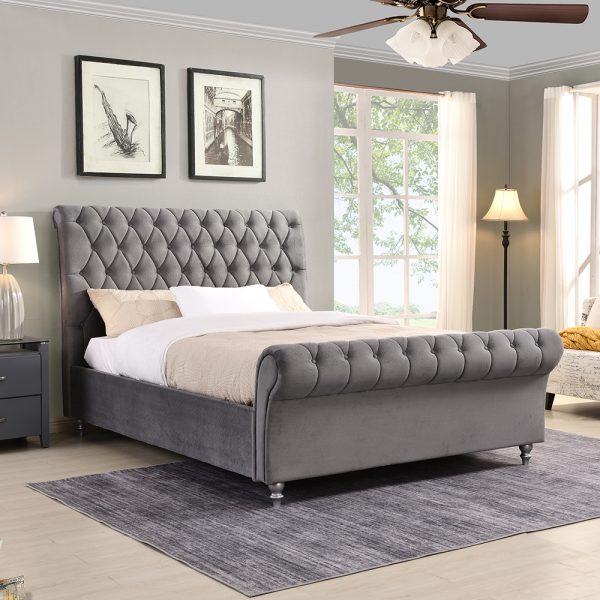 kilkenny grey bed gie furniture velvet