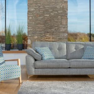 Grey Geometric 3 seater sofa armchair Savannah Comfortable Luxury Sofas Belfast