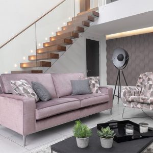 Grand 4 seater Sofa Suite Grey blush Fabric Luxury Sofas Belfast Fairmont