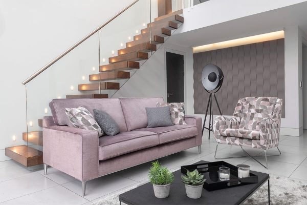 Grand 4 seater Sofa Suite Grey blush Fabric Luxury Sofas Belfast Fairmont