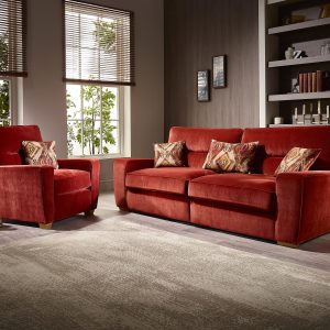 Clive 3 Seater Armchair suite Rust Orange luxury fabric sofas Belfast