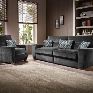 Clive 3 Seater Armchair suite grey luxury fabric sofas Belfast