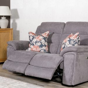 Vida Living Reece Manual Recliner 2 seater plush fabric grey sofa Luxury Sofas Belfast