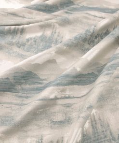 blue trees mountains fabric curtains blinds upholstery