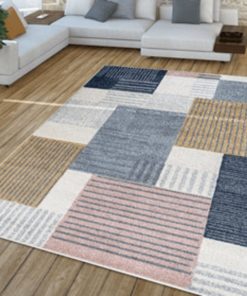 Aspire grey yellow pink blue rug