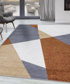 Aspire grey gold rust rug geometric