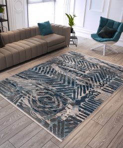 Bodrum blue grey cream rug