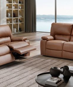 Aldebaran leather recliner brown sofa
