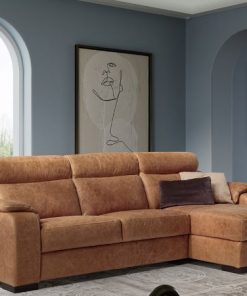 Ethos brown leather corner group chaise sofa