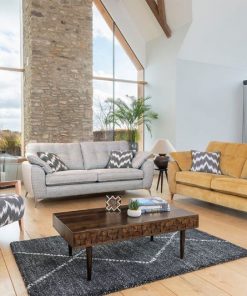 Savannah 2 seater 3 seater 4 seater sofa armchair pattern fabric wooden legs yellow mustard grey