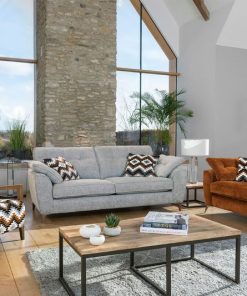 Savannah 2 seater 3 seater 4 seater sofa armchair pattern fabric wooden legs rust grey