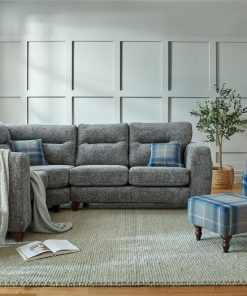 Lisburn Wingback corner group and wingback wooden cushion legs tartan fabric red rose