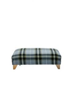 Lisburn Wingback foot stool ottoman wooden cushion legs tartan fabric red rose