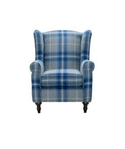 Lisburn Wingback armchair wooden cushion legs tartan fabric red rose