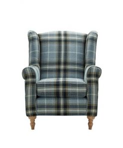 Lisburn Wingback armchair wooden cushion legs tartan fabric red rose